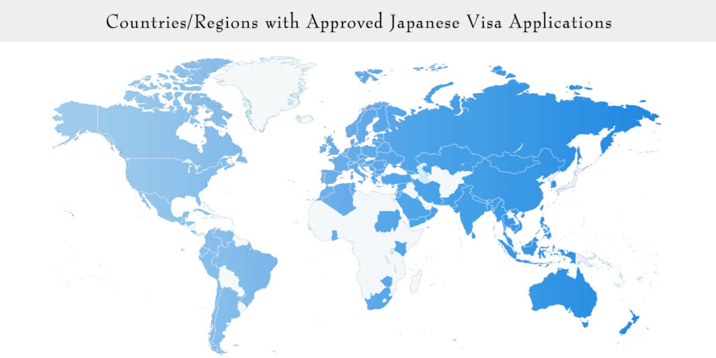 Countries and Regions with Successful Japanese Visa Application Results
